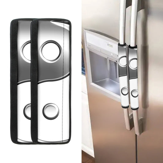 Sliver And White Yin Yang Print Refrigerator Handle Covers