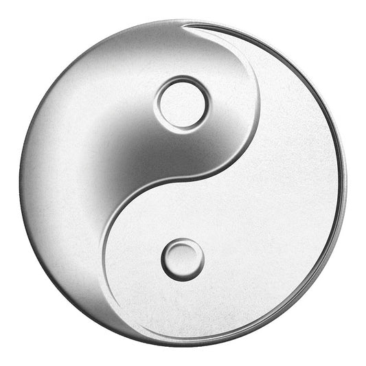 Sliver And White Yin Yang Print Round Blanket
