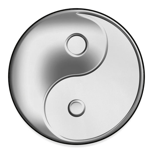 Sliver And White Yin Yang Print Round Floor Mat