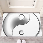 Sliver And White Yin Yang Print Rubber Doormat