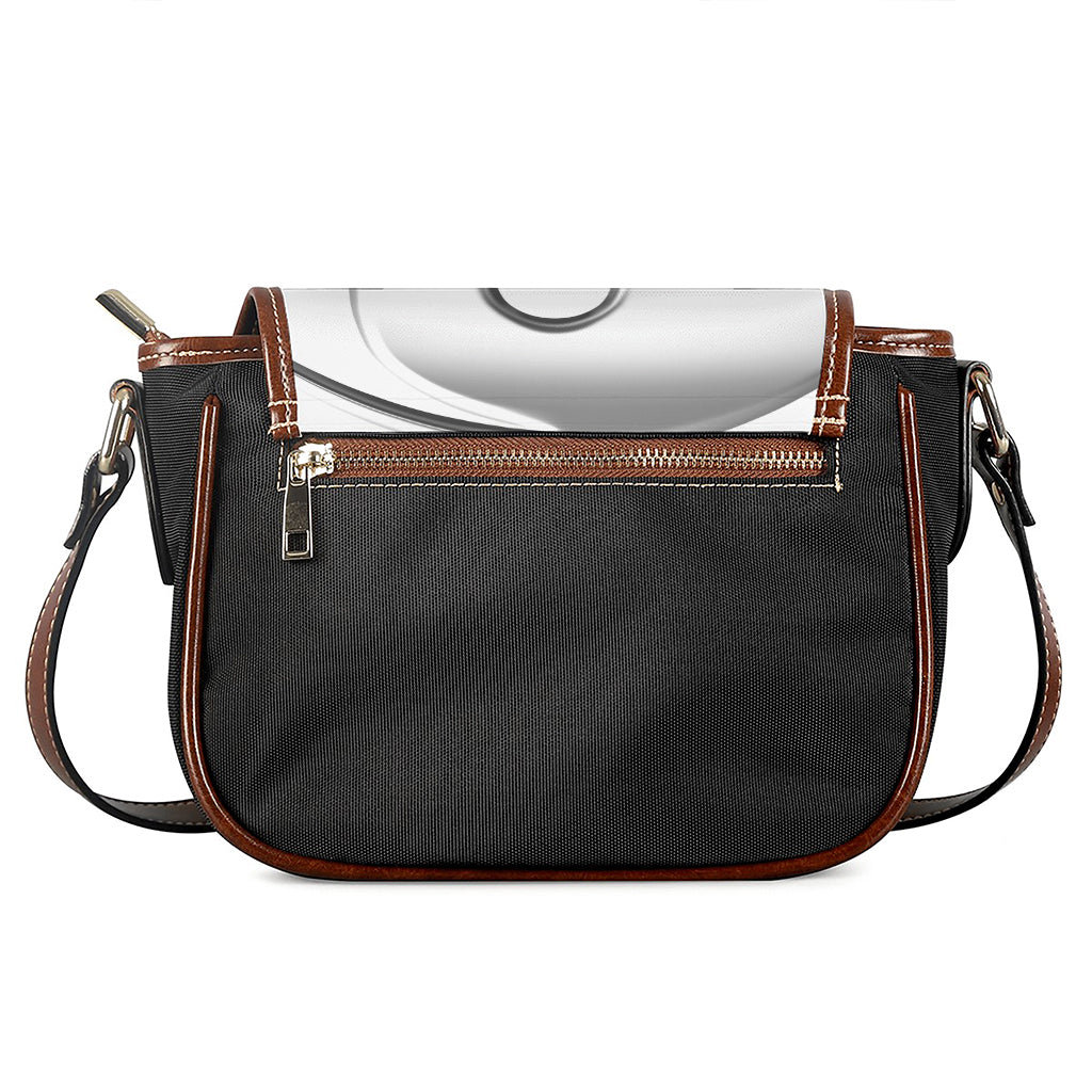 Sliver And White Yin Yang Print Saddle Bag