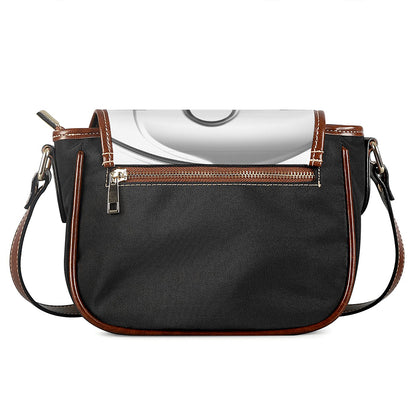 Sliver And White Yin Yang Print Saddle Bag