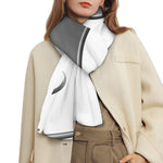 Sliver And White Yin Yang Print Scarf