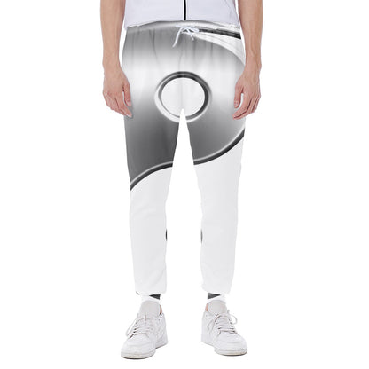 Sliver And White Yin Yang Print Scuba Joggers