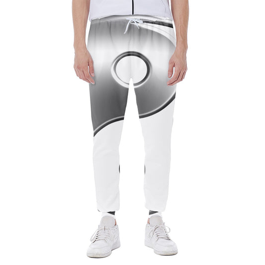 Sliver And White Yin Yang Print Scuba Joggers