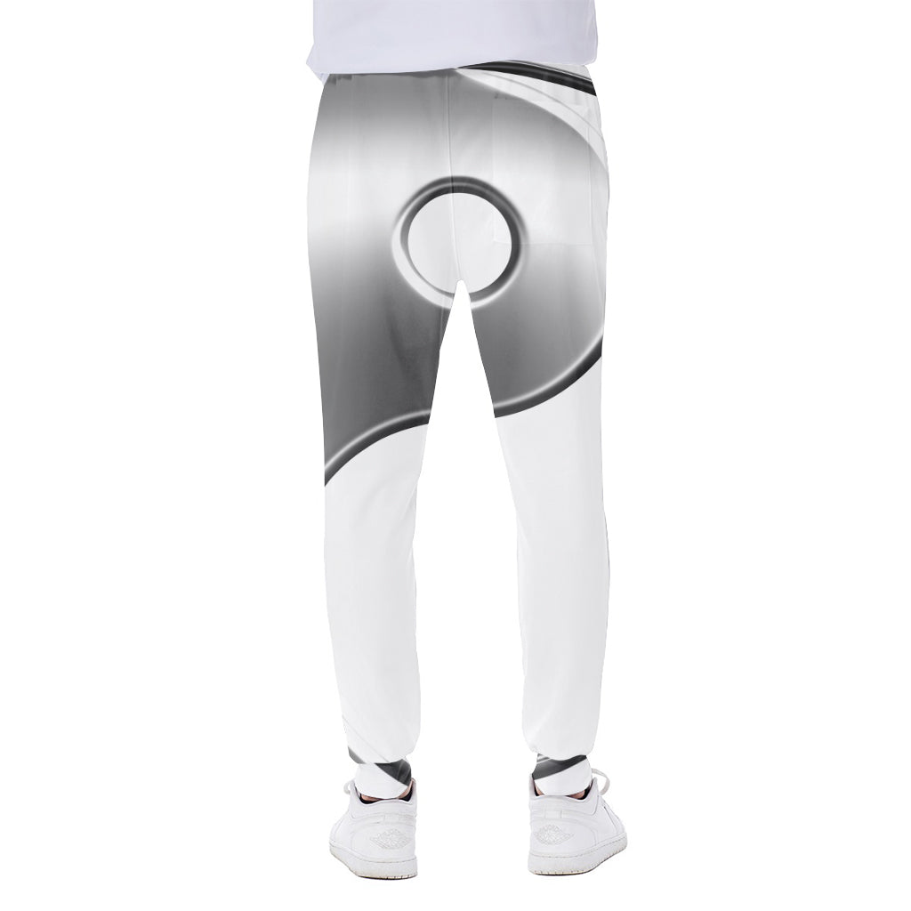 Sliver And White Yin Yang Print Scuba Joggers