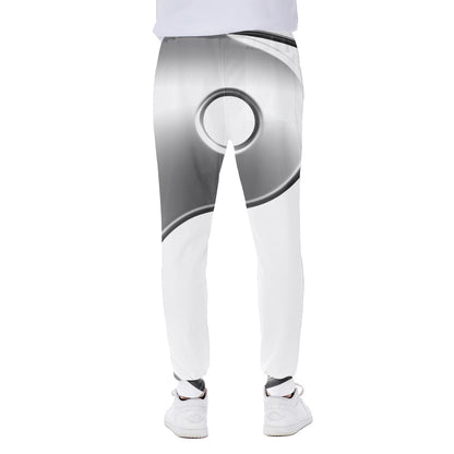 Sliver And White Yin Yang Print Scuba Joggers