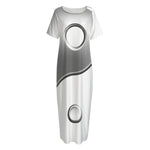 Sliver And White Yin Yang Print Short Sleeve Long Nightdress
