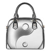 Sliver And White Yin Yang Print Shoulder Handbag