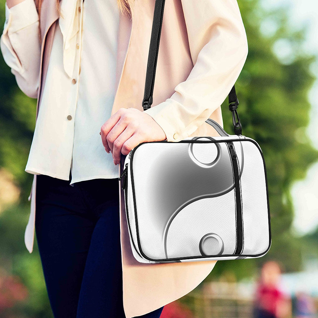 Sliver And White Yin Yang Print Shoulder Strap Bible Bag