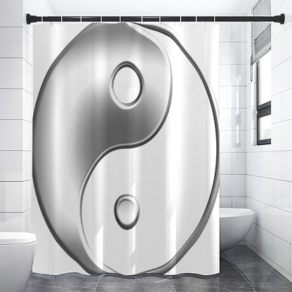 Sliver And White Yin Yang Print Shower Curtain