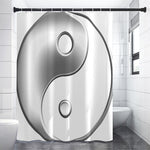 Sliver And White Yin Yang Print Shower Curtain