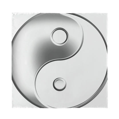 Sliver And White Yin Yang Print Silk Bandana