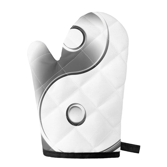 Sliver And White Yin Yang Print Single Oven Mitt