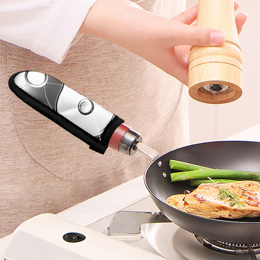 Sliver And White Yin Yang Print Skillet Handle Cover