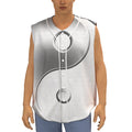 Sliver And White Yin Yang Print Sleeveless Baseball Jersey