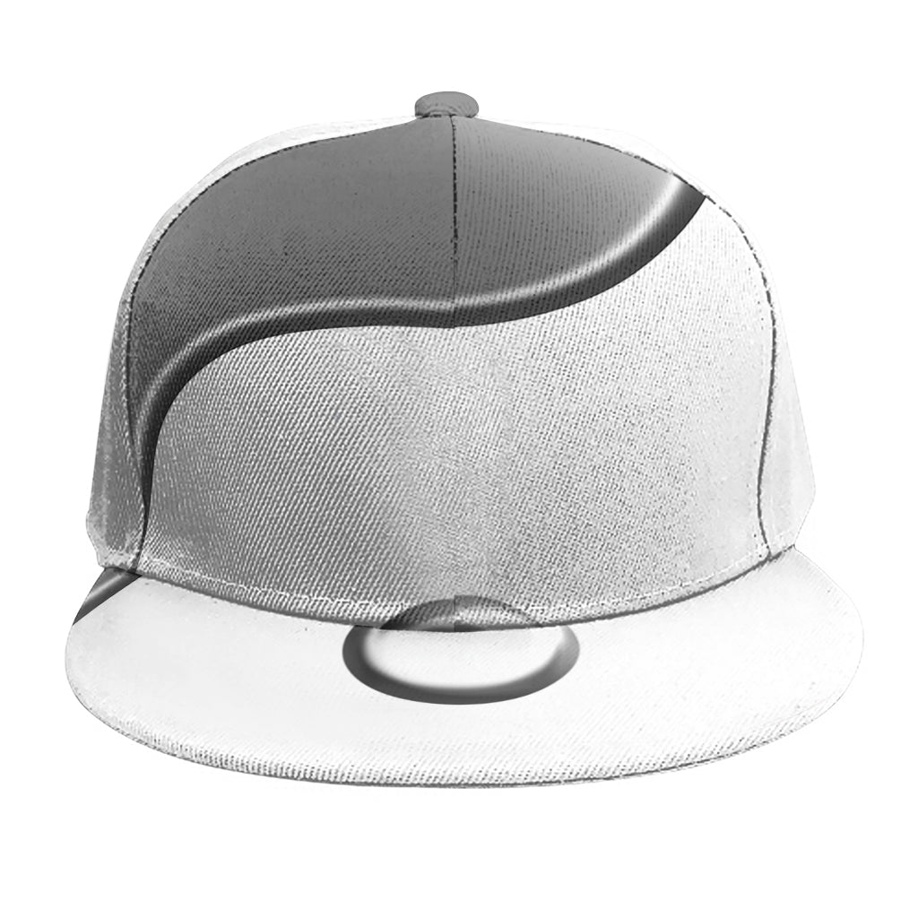 Sliver And White Yin Yang Print Snapback Cap
