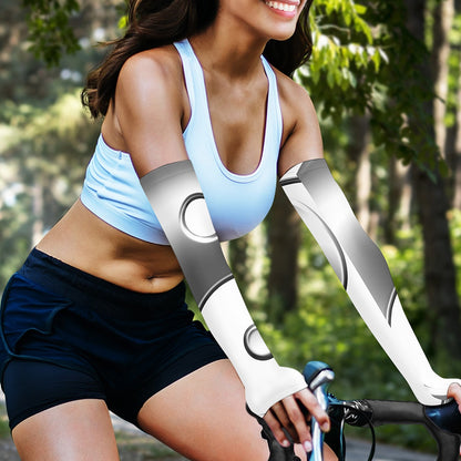 Sliver And White Yin Yang Print Sun Protection Arm Sleeves