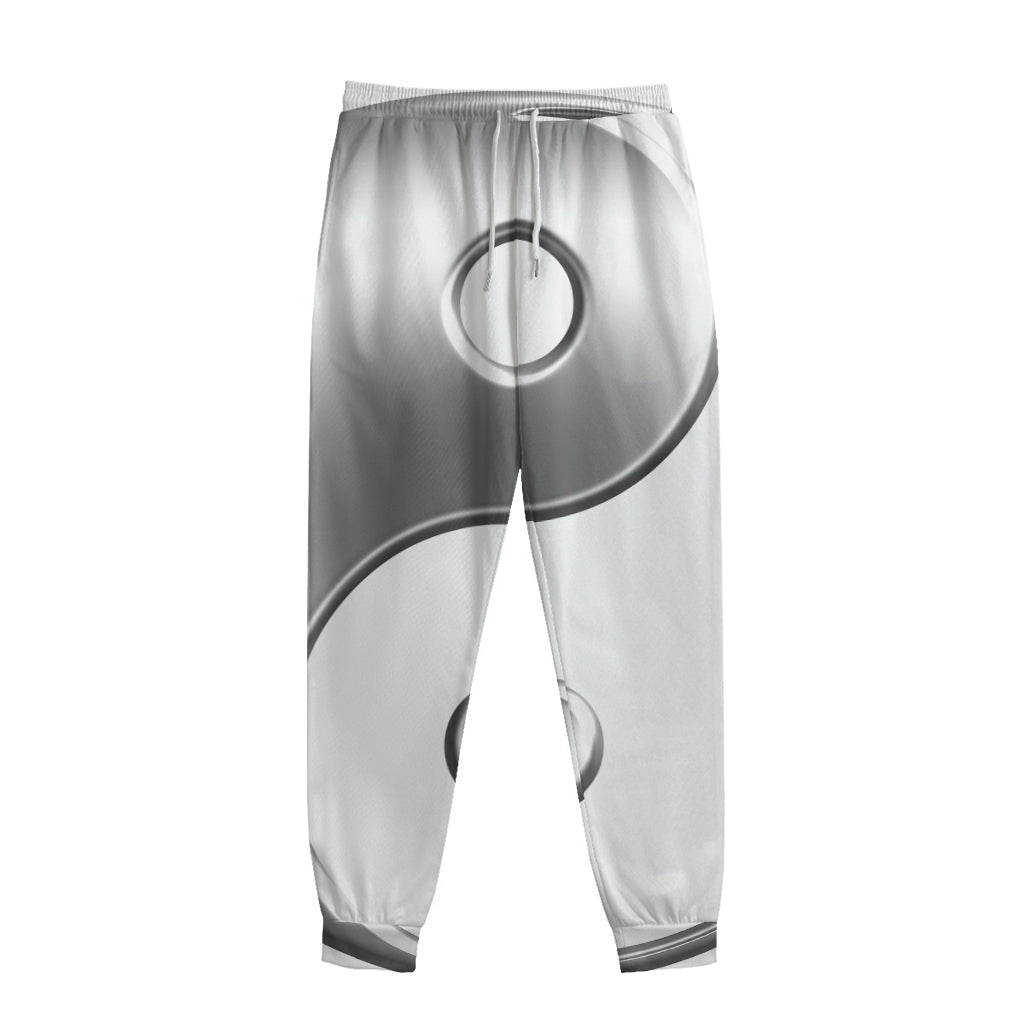 Sliver And White Yin Yang Print Sweatpants