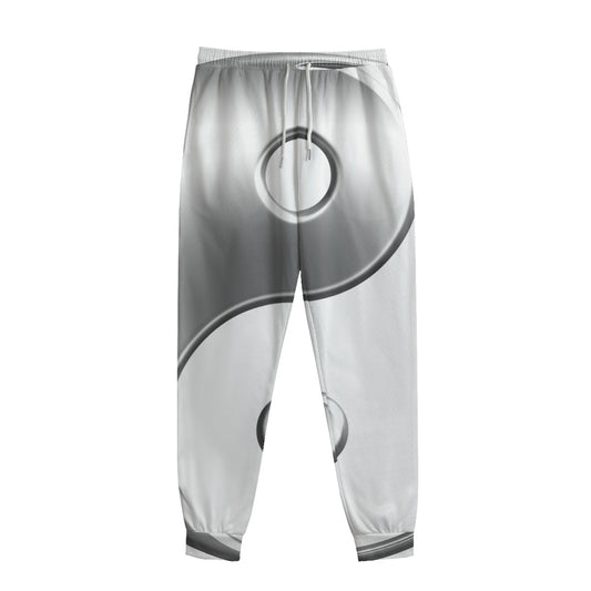Sliver And White Yin Yang Print Sweatpants