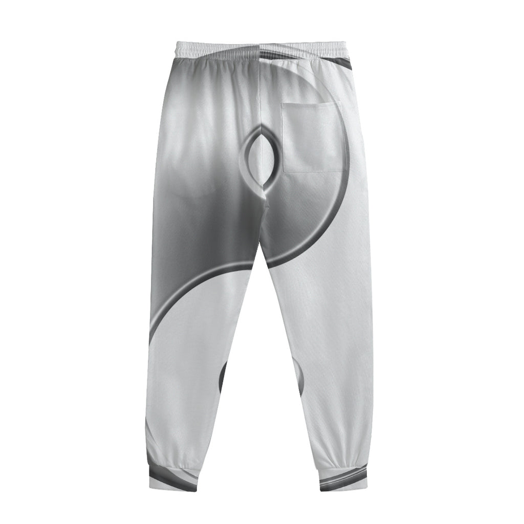 Sliver And White Yin Yang Print Sweatpants