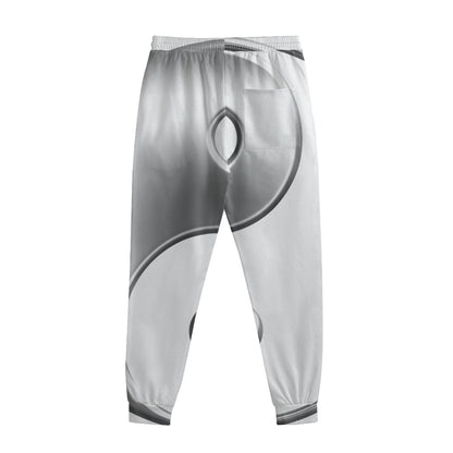 Sliver And White Yin Yang Print Sweatpants