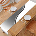 Sliver And White Yin Yang Print Table Runner