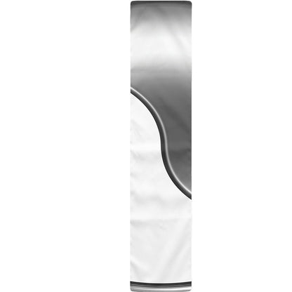 Sliver And White Yin Yang Print Table Runner