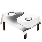 Sliver And White Yin Yang Print Tablecloth