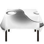 Sliver And White Yin Yang Print Tablecloth