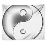 Sliver And White Yin Yang Print Tapestry
