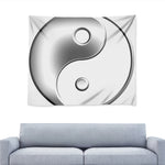 Sliver And White Yin Yang Print Tapestry