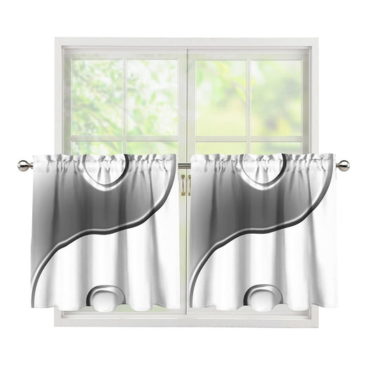 Sliver And White Yin Yang Print Tier Curtains