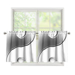 Sliver And White Yin Yang Print Tier Curtains