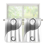 Sliver And White Yin Yang Print Tier Curtains
