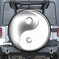 Sliver And White Yin Yang Print Tire Cover