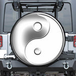 Sliver And White Yin Yang Print Tire Cover