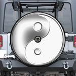 Sliver And White Yin Yang Print Tire Cover With Camera Hole