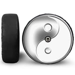 Sliver And White Yin Yang Print Tire Cover With Camera Hole