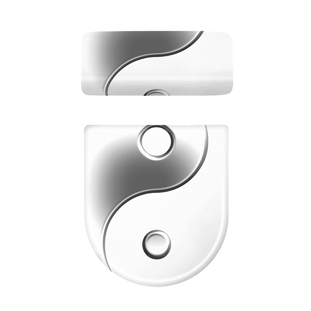 Sliver And White Yin Yang Print Toilet Lid And Tank Cover Set