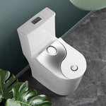 Sliver And White Yin Yang Print Toilet Lid Cover