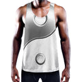 Sliver And White Yin Yang Print Men's Workout Tank Top