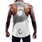 Sliver And White Yin Yang Print Training Tank Top