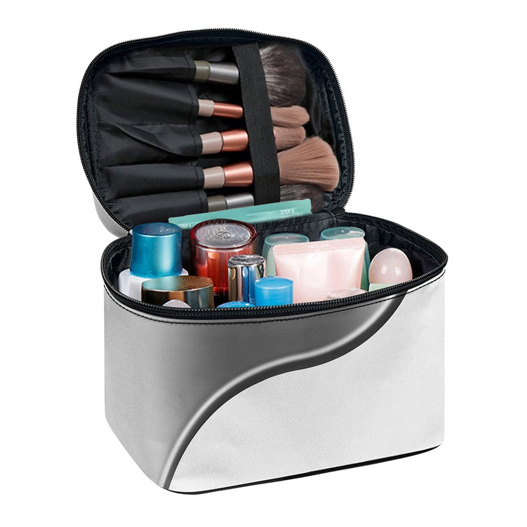 Sliver And White Yin Yang Print Travel Makeup Bag