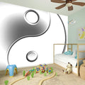 Sliver And White Yin Yang Print Wall Sticker
