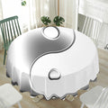 Sliver And White Yin Yang Print Waterproof Round Tablecloth