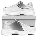 Sliver And White Yin Yang Print White Chunky Shoes