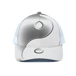 Sliver And White Yin Yang Print White Mesh Trucker Cap