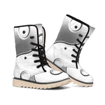 Sliver And White Yin Yang Print Winter Boots