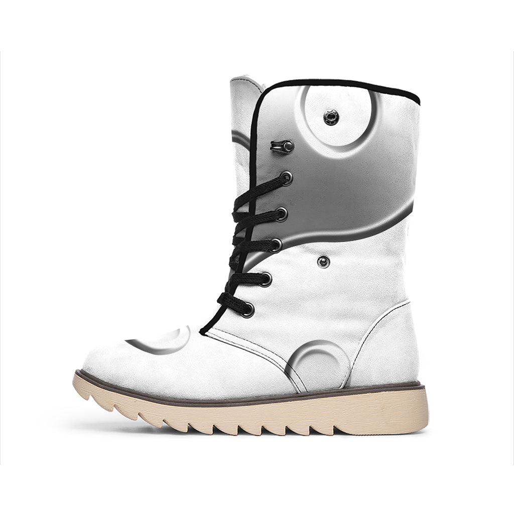 Sliver And White Yin Yang Print Winter Boots